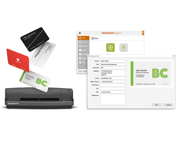Ambir ImageScan Pro 687ix Duplex Card Scanner with AmbirScan Business Card 