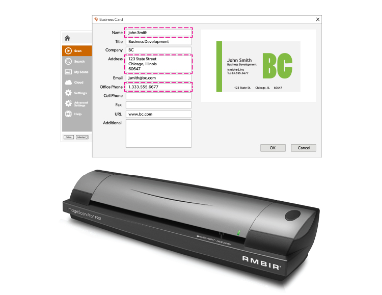 ImageScan Pro 490i Duplex ID Card and Document Scanner with AmbirScan