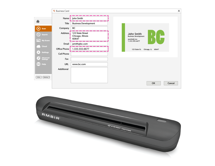 TravelScan Pro Simplex Document & ID Scanner with AmbirScan Business Card (PS600BCS) Ambir